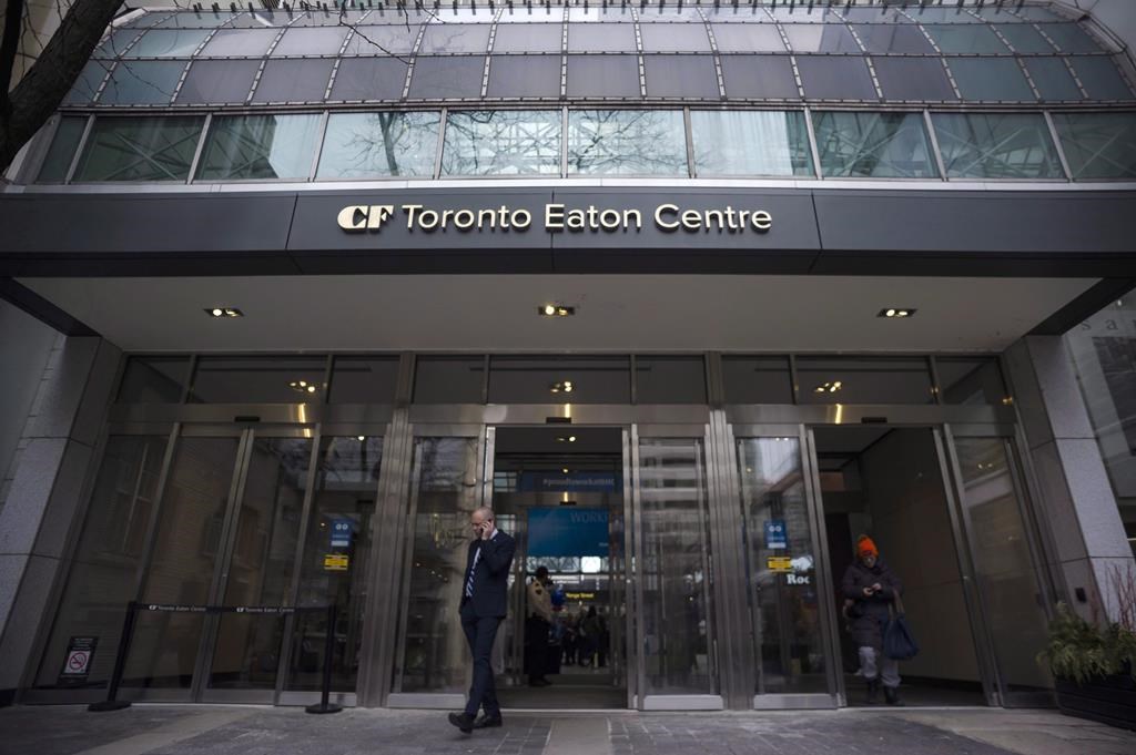 The Eaton Centre in Toronto is photographed on Thursday, March 1, 2018. Cadillac Fairview has updated its smartphone app to provide shoppers with additional tools to safely navigate its 19 shopping centres across Canada as they are allowed to re-open. THE CANADIAN PRESS/Christopher Katsarov.