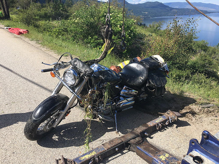 A photo of the damaged motorcycle.