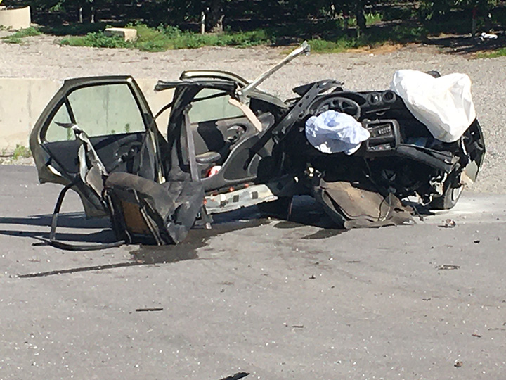 The other half of the car that landed several metres away.
