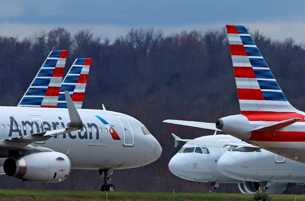 American Airlines planes are shown in this photo taken March 31, 2020.