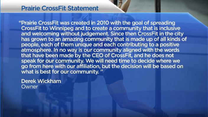 Statement from Prairie CrossFit, June 09, 2020