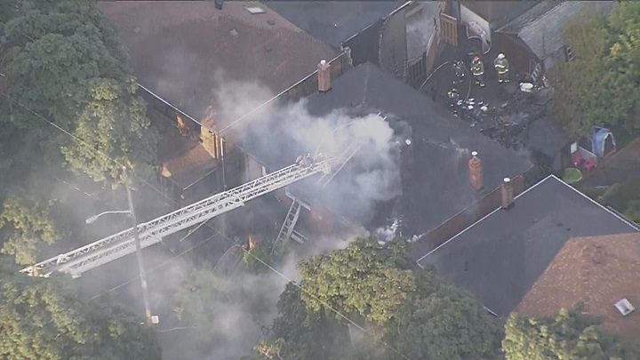 An aerial photo of the fire.