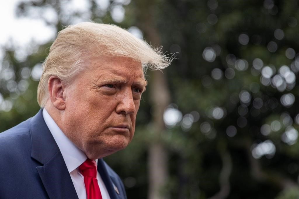 President Donald Trump speaks with reporters as he walks to Marine One on the South Lawn of the White House, Friday, July 31, 2020, in Washington. Trump is en route to Florida.
