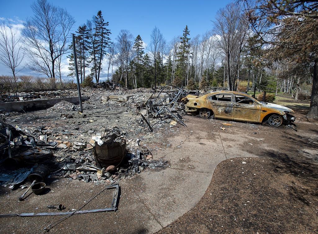 A fire-destroyed property registered to Gabriel Wortman at 200 Portapique Beach Road is seen in Portapique, N.S., Friday, May 8, 2020. THE CANADIAN PRESS/Andrew Vaughan