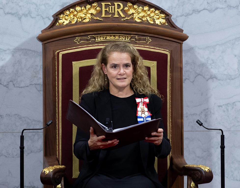 Gov. Gen. Julie Payette delivers the throne speech in the Senate chamber, Thursday, Dec. 5, 2019 in Ottawa.