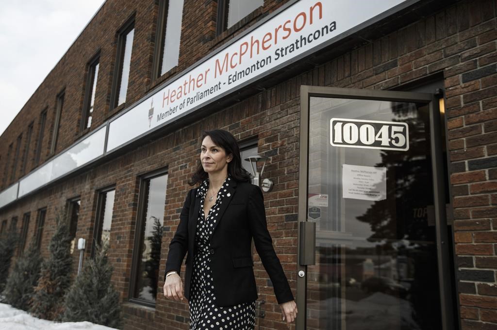 NDP MP Heather McPherson pictured in Edmonton on Friday, March 6, 2020. Alberta's only NDP member of Parliament says she's disappointed some of the province's Conservative MPs haven't been participating in virtual House of Commons special COVID-19 committee meetings. THE CANADIAN PRESS/Jason Franson.