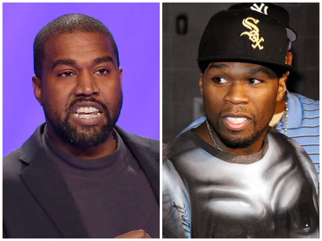American rappers Kanye West and 50 Cent.
