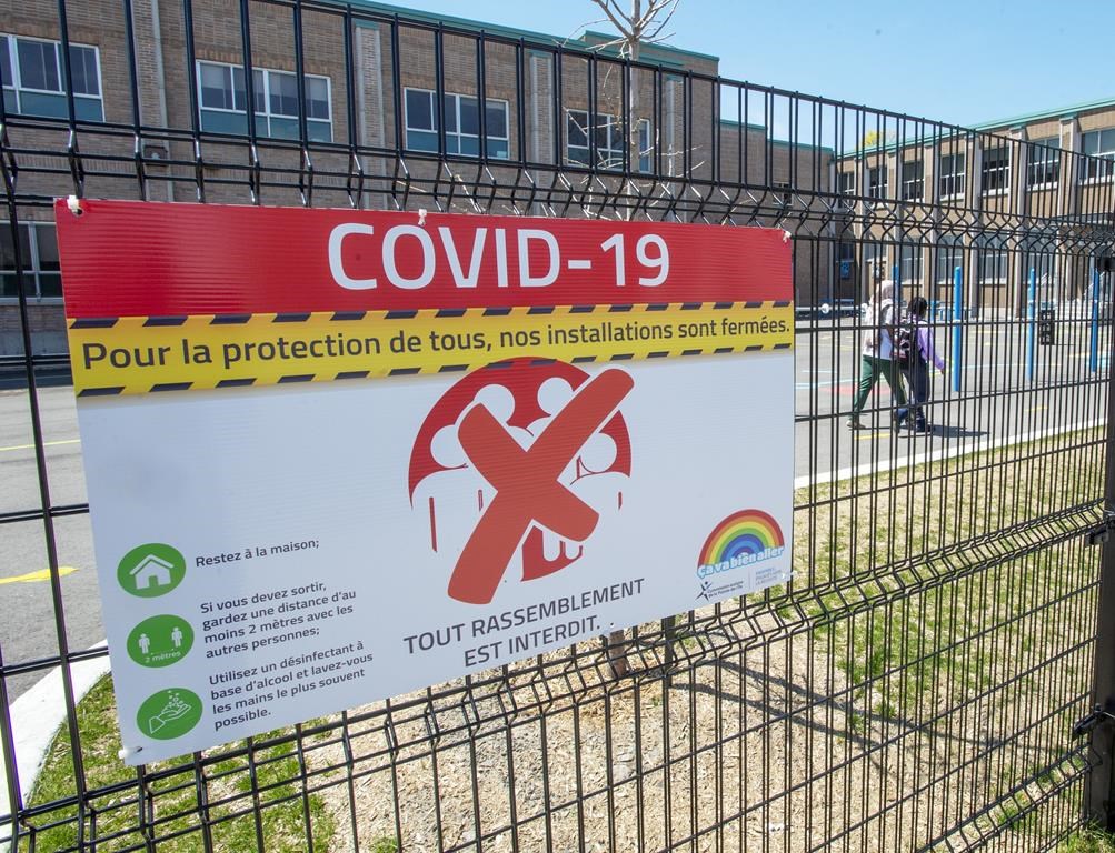 An elementary school in Montreal North is seen, Thursday, May 14, 2020 in Montreal. 