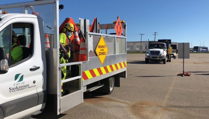 The City of Saskatoon unveiled the vehicles as part of its "respect work zones" campaign.