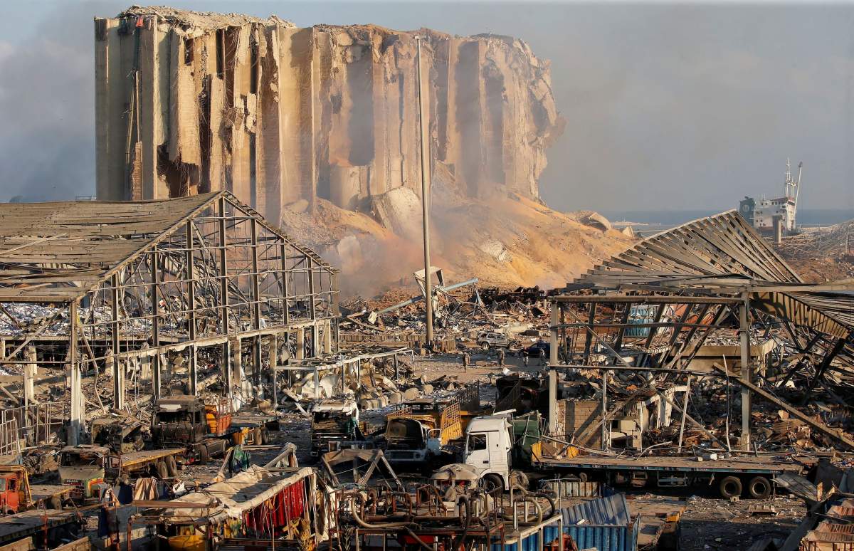 A general view shows the damage at the site of Tuesday’s blast in Beirut’s port area, Lebanon, Aug. 5, 2020. REUTERS/Mohamed Azakir