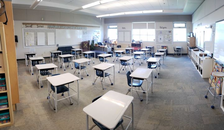 A file photo of a classroom at an Edmonton school.