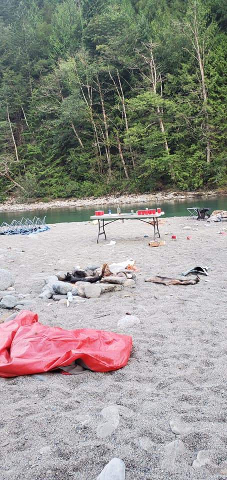 The litter that included a full beer pong setup.