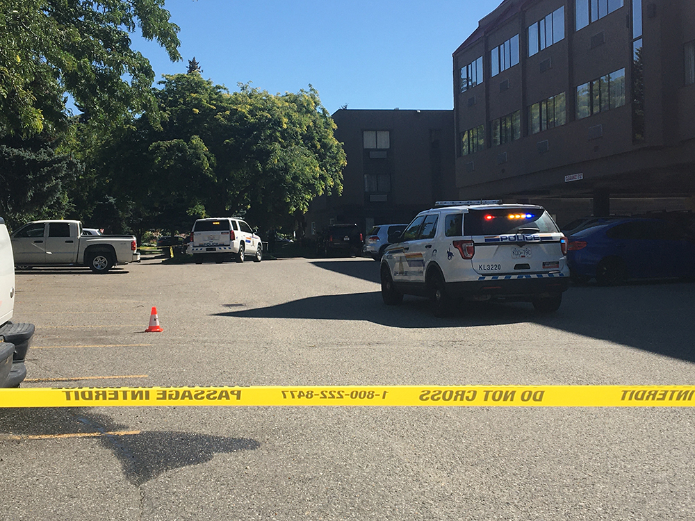 Police tape surrounded part of the Ramada Hotel in Kelowna on Wednesday following a report of shots fired. According to police, an abandoned vehicle was found roughly two hours after the shooting, but that the suspect wasn’t located.