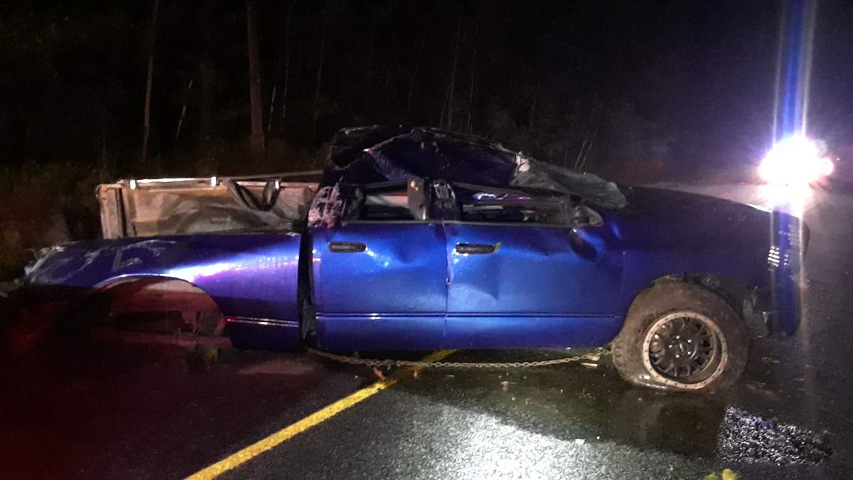 A pickup truck rolled on Hwy. 620 in Wollaston Township on Aug. 2.