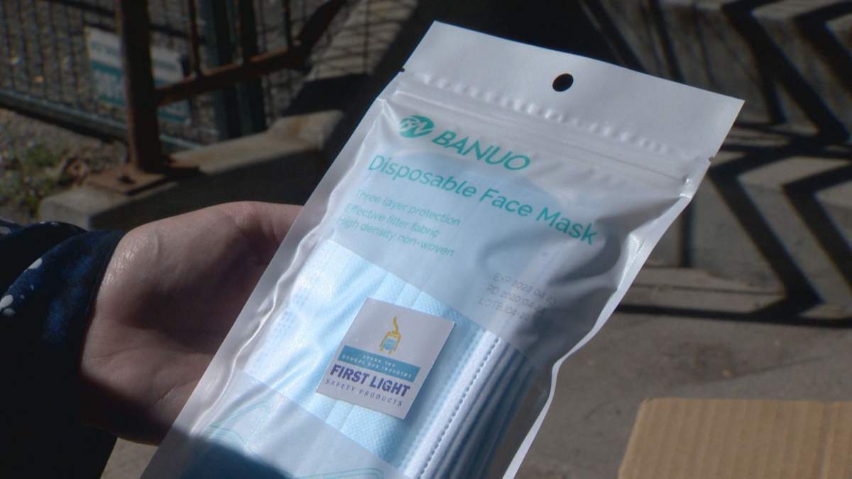 A package of face masks donated to a pair of Winnipeg non-profits.