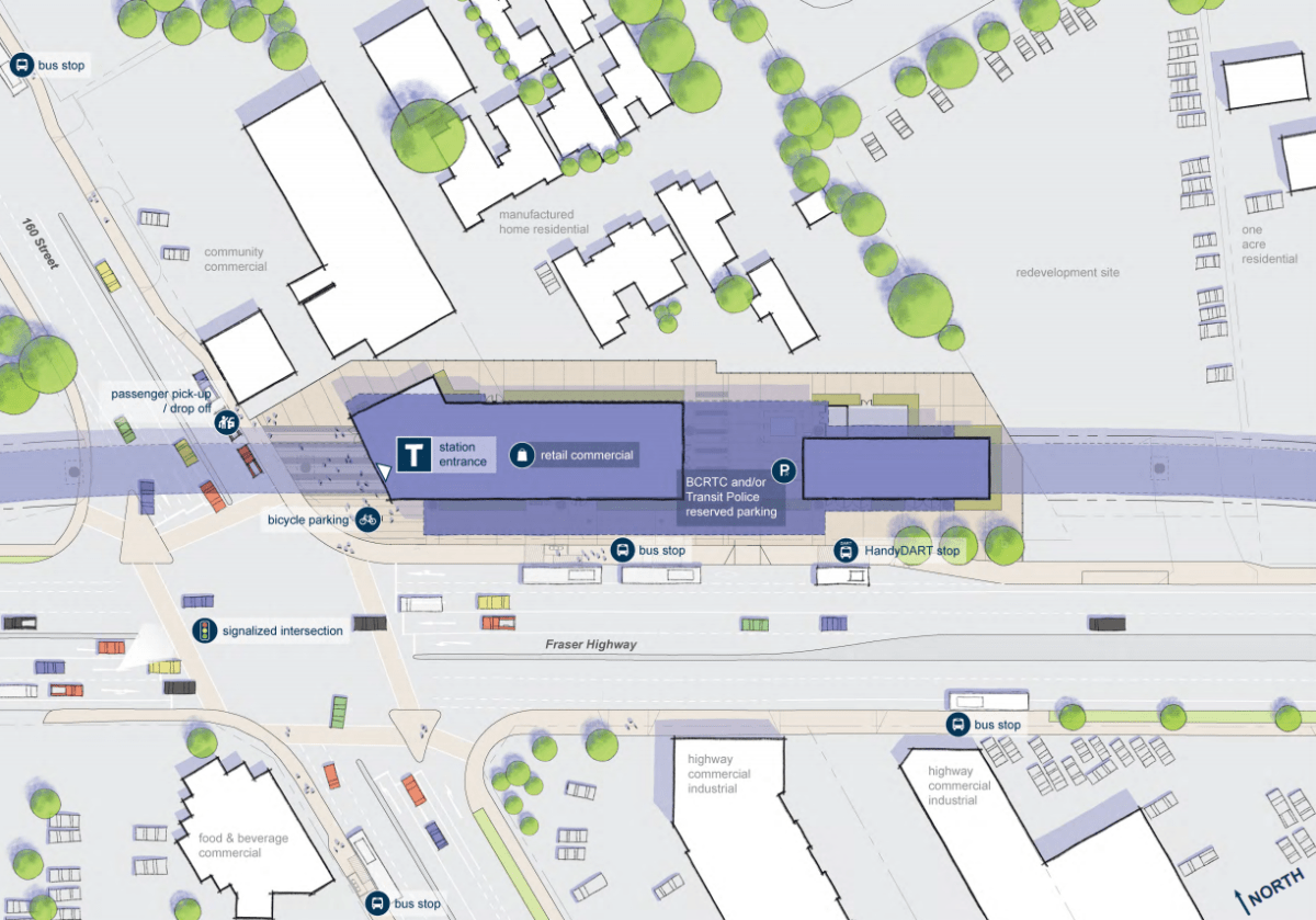 An overhead view of the proposed 160th Street Station.