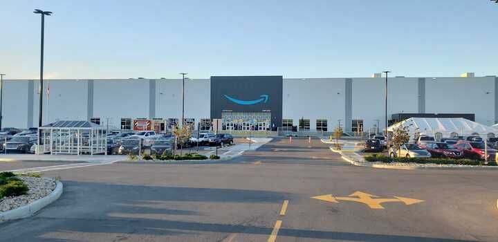 An Amazon facility in Nisku, Alta., is shown.