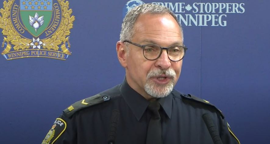 Const. Rob Carver speaks to media Monday.