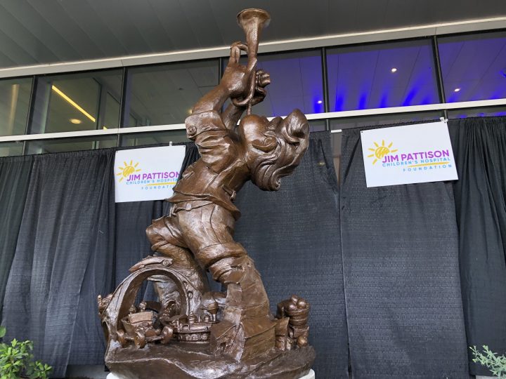 The Jim Pattison Children’s Hospital unveiled this statue of a boy trumpeter to mark the hospital’s one-year anniversary.