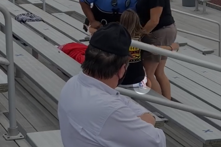 This highlighted screengrab shows what appears to be a mask in the suspect’s pocket.