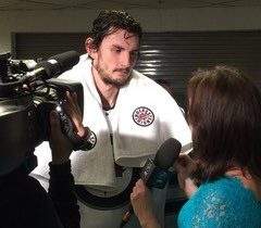 Leah Hextall interviews Connor Hellebuyck of the Winnipeg Jets.