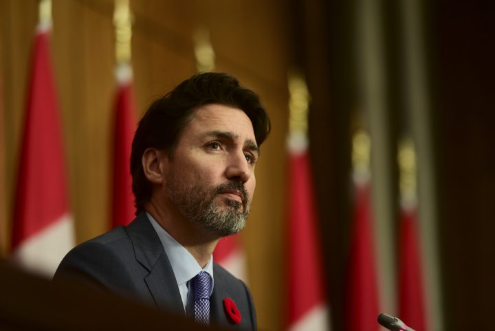 Prime Minister Justin Trudeau provides an update on the COVID-19 pandemic during a press conference in Ottawa on Friday, Oct. 30, 2020. THE CANADIAN PRESS/Sean Kilpatrick