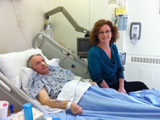 Lake Echo, N.S. resident Dwight Corbin is visited by close friend Kelly Power in the hospital while undergoing surgery for pancreatic cancer in 2013.