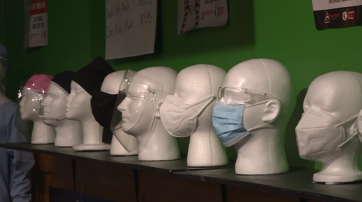 A variety of masks on display at Exchange PPE.