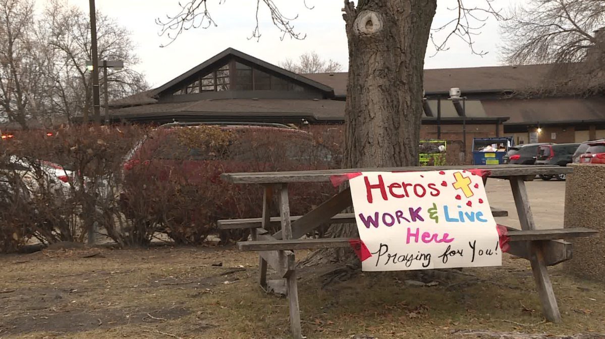 The scene outside Maples Personal Care Home on Nov. 8, 2020.