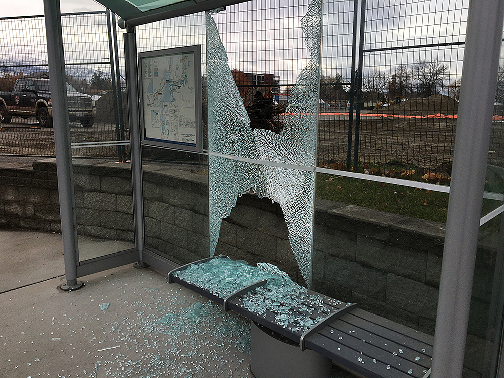 BC Transit says several transit shelters along Lakeshore Road sustained damage last week.