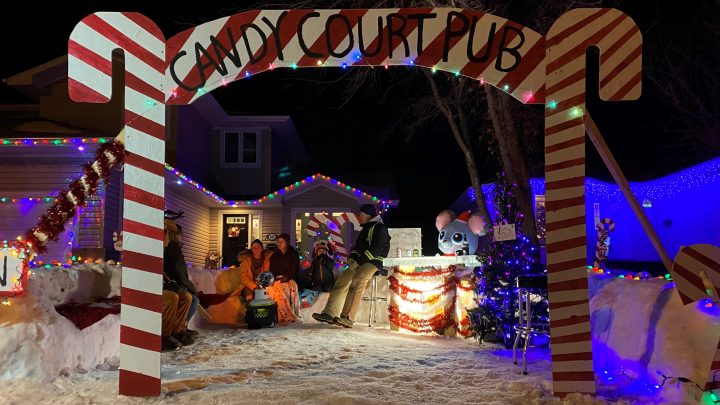 Kyle MacDonald took the candy cane theme and turned it into a candy cane pub.