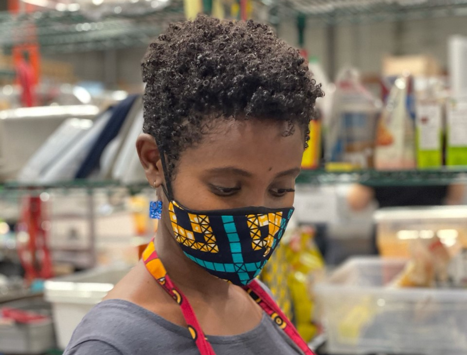 Asha Wheeldon, owner of Kula Kitchen, preps food in a commissary kitchen in Vancouver (Makim Talwalker/Supplied). 