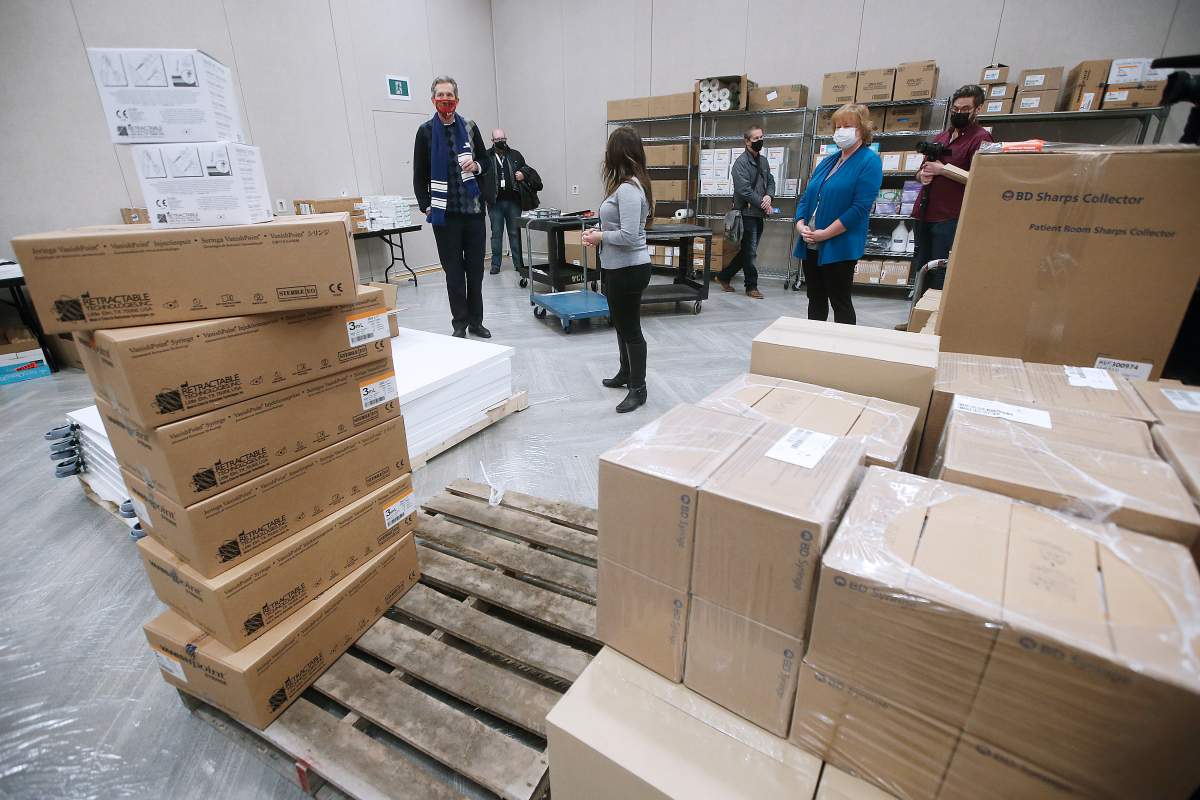 Manitoba Premier Brian Pallister got a look at the province's new COVID-19 vaccination centre at Winnipeg's Convention Centre, Friday, January 1, 2021. The centre will be opening Monday and will inoculate 900-1200 people in it's first week. THE CANADIAN PRESS/John Woods.