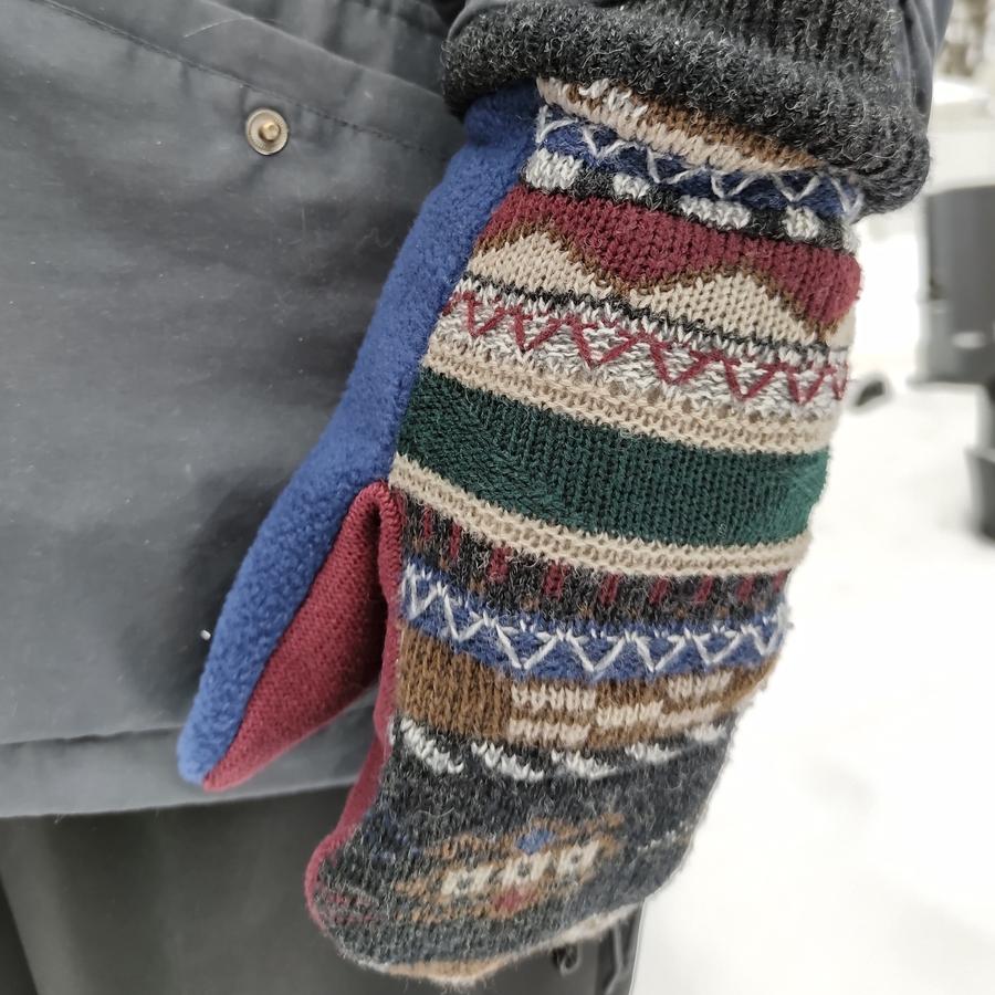 "Bernie Mittens" as created by the women at The Cutting Edge.