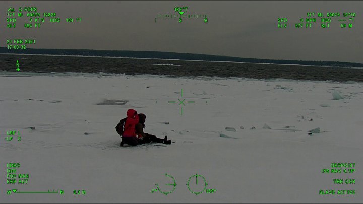Emergency crews were called to the park on Cyprus Lake Road, near Tobermory, at 2:30 p.m., after two people walked on ice that broke away from the shoreline.