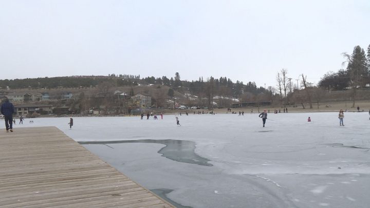 A man was rescued by some good Samaritans after he fell through the ice on Kalamalka Lake on Sunday.