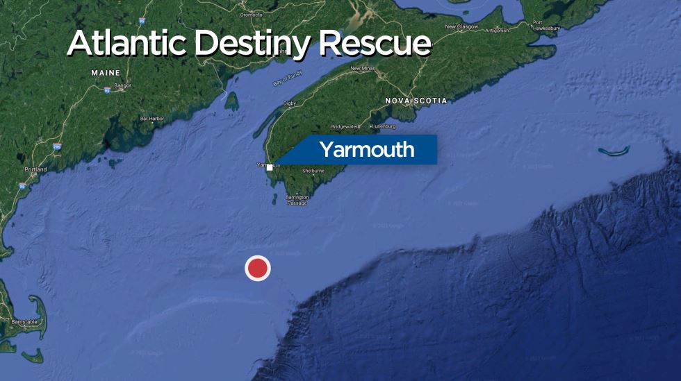The ship lost power about 120 nautical miles south of Yarmouth, N.S.