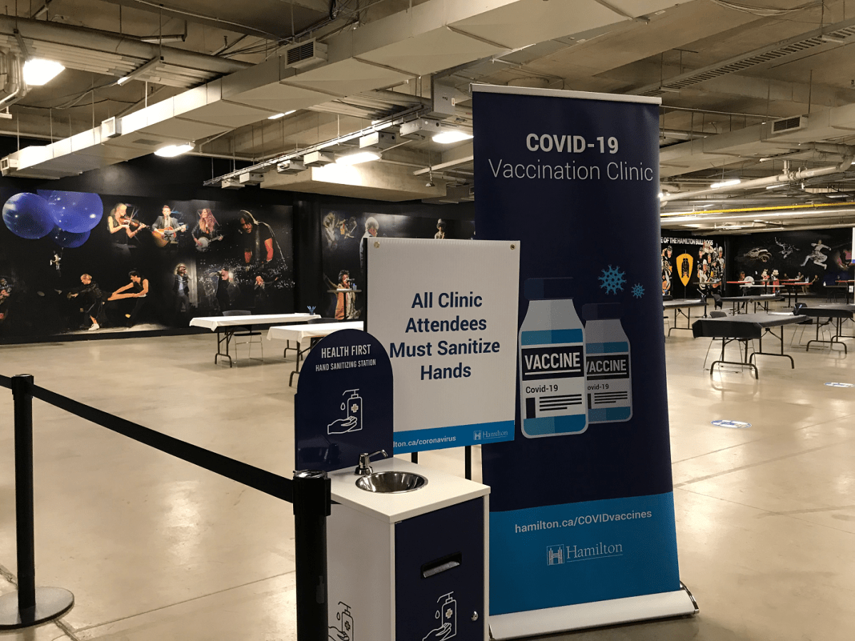 Hamilton's large-scale COVID-19 vaccination clinic at FirstOntario Centre began operating on Monday.