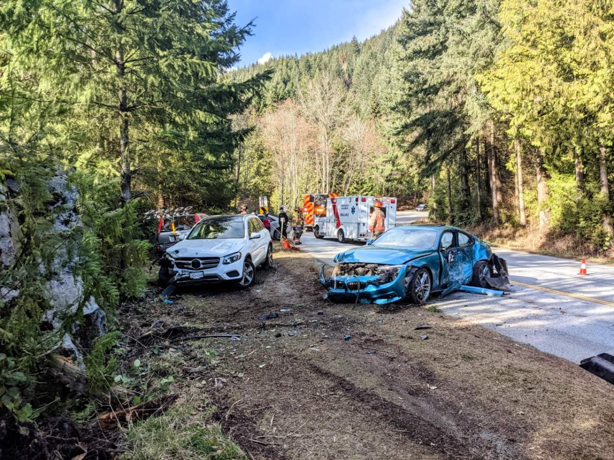 A failed attempt at stunt driving in West Vancouver, Wednesday, left a young driver in hospital and facing a fine and an ICBC headache. 