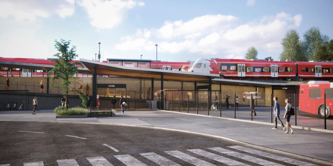 A rendering of Leitrim Station along the southern extension of Ottawa's light-rail transit system.
