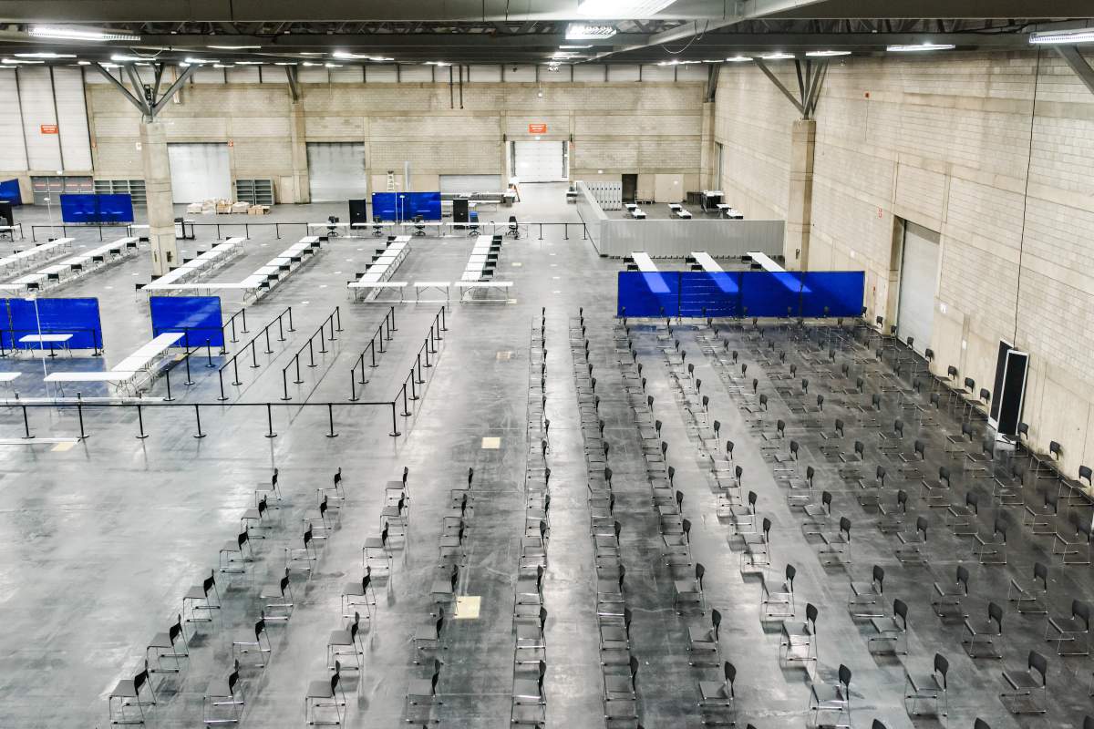 The mass COVID-19 vaccination site at the Edmonton Expo Centre in Edmonton, Alta. on Monday, April 12, 2021.