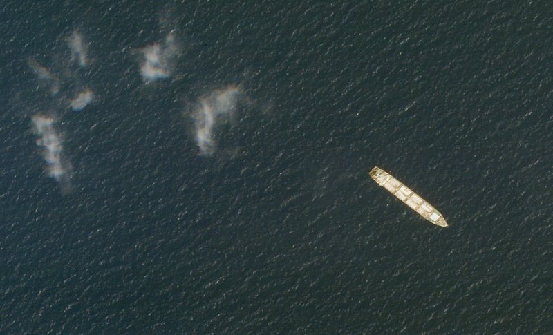 This Oct. 1, 2020, satellite photo from Planet Labs Inc. shows the Iranian cargo ship MV Saviz in the Red Sea off the coast of Yemen. The Iranian cargo ship, believed to be a base for the paramilitary Revolutionary Guard that has been anchored for years in the Red Sea off Yemen, has been attacked, Iranian state television acknowledged Wednesday, Wednesday, April 7, 2021.