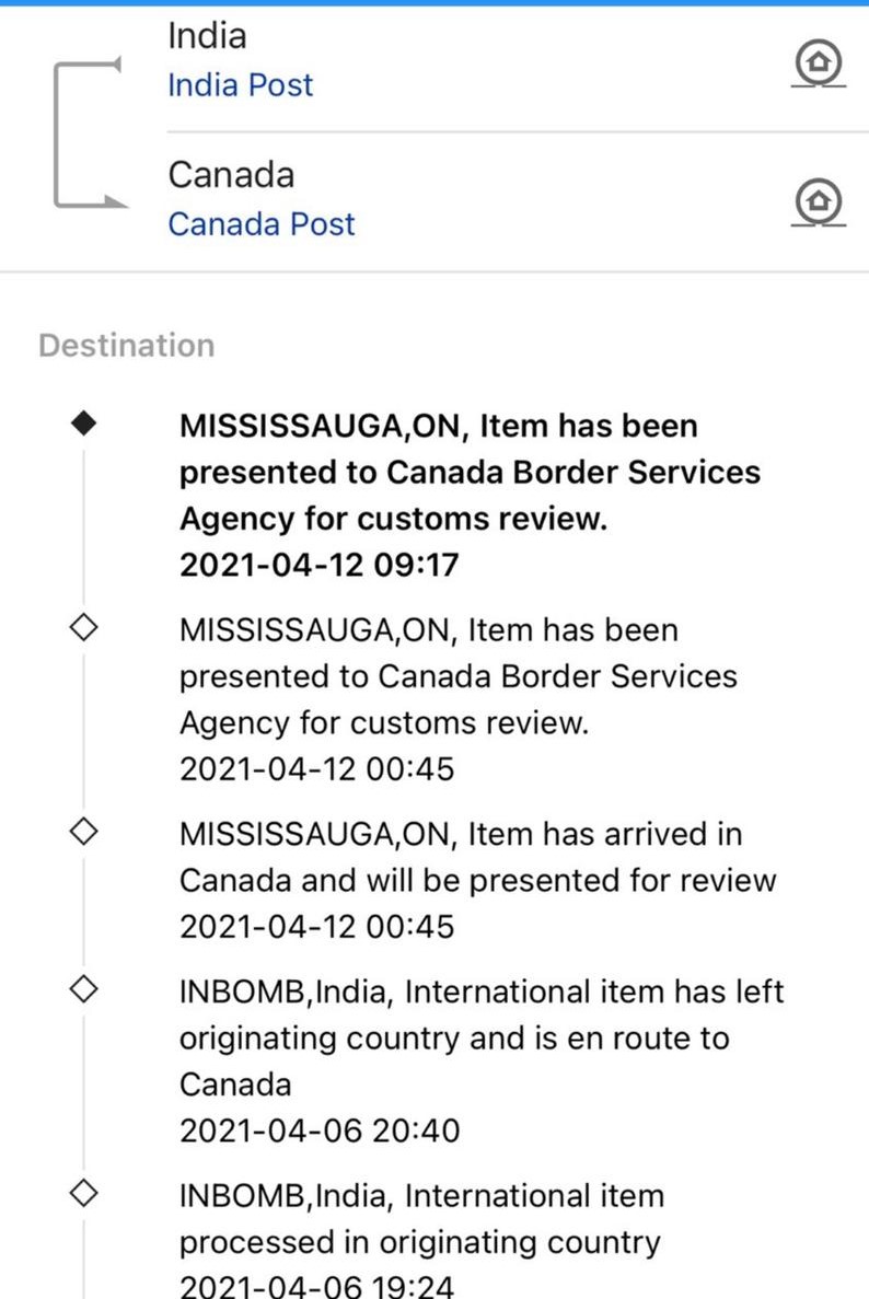 Screenshot of delivery information provided by drug supplier who claimed to be based in India. April 20, 2021