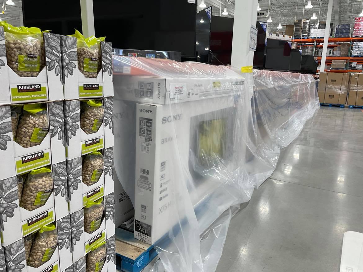 A Costco in Toronto’s East York neighbourhood blocks off all non-essential items.