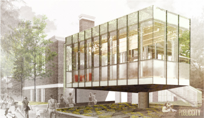 An artist's rendering of the upgraded Cornish Library prior to renovations.