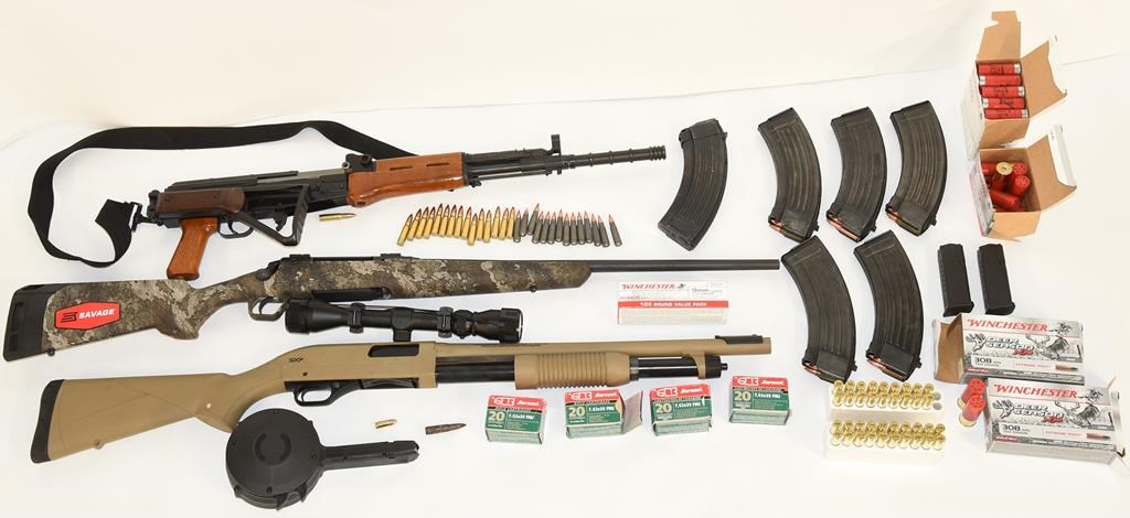 Weapons and ammunition seized by RCMP are shown in this recent police handout photo.
