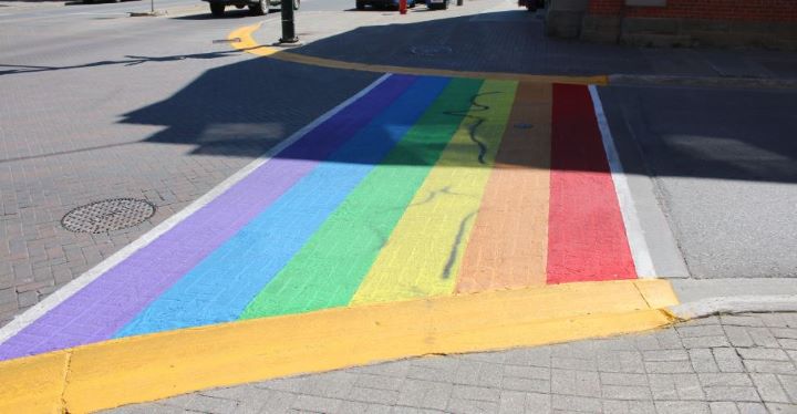 Officers said the suspect/s spray-painted the crosswalk at Broadway and Mill streets.