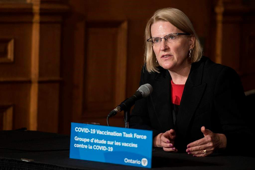 Solicitor General Sylvia Jones responds to a question during a press conference at Queen's Park in Toronto on Friday, December 11, 2020. 