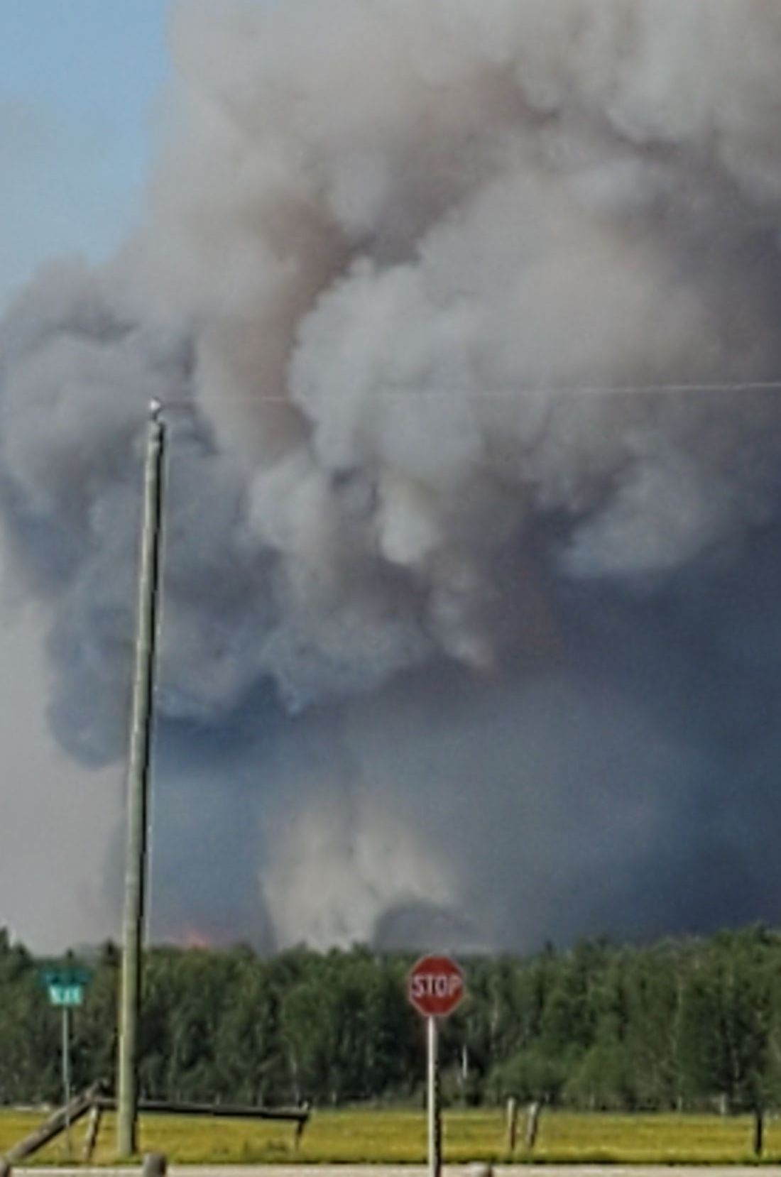 A wildfire near Evansburg, Alta. on June 22, 2021.