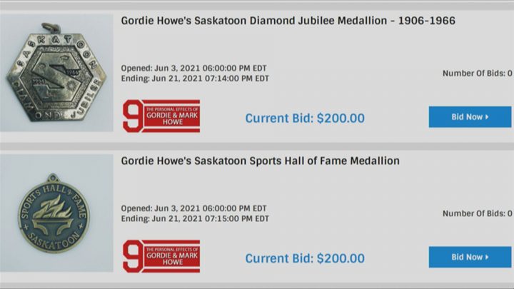 Two Saskatoon medallions owned by Gordie Howe are up for auction.